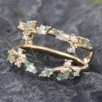 Moss Agate Double Curved Wedding Band 14K Yellow Gold Enhancer