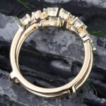 Moss Agate Double Curved Wedding Band 14K Yellow Gold Enhancer