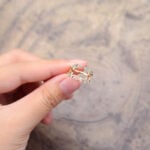 Moss Agate Double Curved Wedding Band 14K Yellow Gold Enhancer