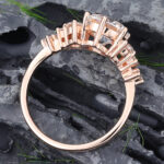 Round Moissanite Cluster Engagement Ring 14K Rose Gold