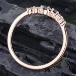 Black Onyx Ring Curved Wedding Band for Women 14K Rose Gold
