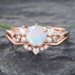 Rose Gold Opal Engagement Rings Rose Gold Stacking Ring Set