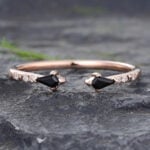 14k Gold Open Ring Black Onyx Rings Womens Stacking Wedding Ring