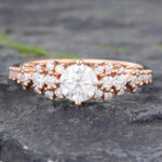 Moissanite Promise Ring Wedding Rings Rose Gold Vintage Cluster