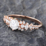 Rose Gold Moissanite Cluster Engagement Ring