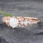 Rose Gold Moissanite Cluster Engagement Ring