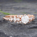 14k vs 18k gold Rose Gold Moissanite Cluster Engagement Ring