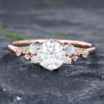 Moonstone Rings for Women Moissanite Diamond Engagement Rings
