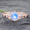 Vintage Moonstone Ring Rose Gold Cluster Opal Engagement Rings