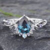 Vintage Alexandrite Engagement Ring Multi Gemstone Cluster Ring