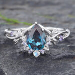Vintage Alexandrite Engagement Ring Multi Gemstone Cluster Ring