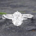 Moissanite Twisted Vine Engagement Ring Promise Bridal Ring