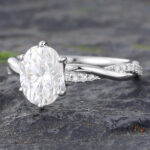 Moissanite Twisted Vine Engagement Ring Promise Bridal Ring