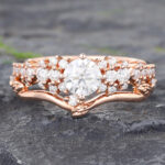 Moissanite Wedding Set Rose Gold Moissanite Engagement Rings