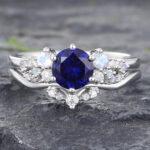 Emerald vs Sapphire Sapphire and Diamond Rings White Gold Opal Wedding Ring Set