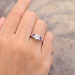 White Gold Moissanite & Amethyst Engagement Ring under $500