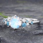 Moonstone & London Blue Topaz Cluster Engagement Ring