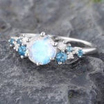 Moonstone & London Blue Topaz Cluster Engagement Ring