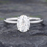 1.2ct Oval Cut Moissanite Solitaire Engagement Ring White Gold