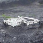 Round Moissanite Engagement Ring Set White Gold Bridal Set - 2PCS
