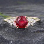Ruby & Diamond Engagement Ring Yellow Gold July Birthstone