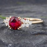 Ruby & Diamond Engagement Ring Yellow Gold July Birthstone
