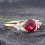 Ruby & Diamond Engagement Ring Yellow Gold July Birthstone