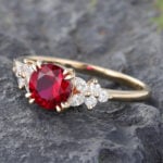 Ruby & Diamond Engagement Ring Yellow Gold July Birthstone
