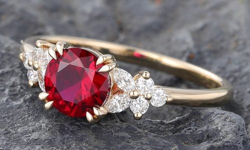 July birthstone Ruby & Diamond Engagement Ring Yellow Gold July Birthstone