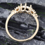 Round Black Onyx Cluster Engagement Ring 14K Yellow Gold