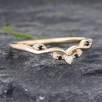 Black Onyx & Diamond Curved Wedding Band 14K Yellow Gold