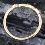 Black Onyx & Diamond Curved Wedding Band 14K Yellow Gold