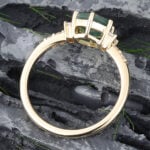 Hexagon Moss Agate Gold Ring Moissanite Ring for Women