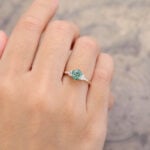 Hexagon Moss Agate Gold Ring Moissanite Ring for Women