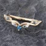 London Blue Topaz Ring 14K Yellow Gold Curved Wedding Band