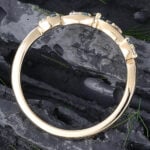 London Blue Topaz Ring 14K Yellow Gold Curved Wedding Band