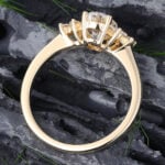 Delicate Oval Cut Moissanite & Diamond Cluster Engagement Ring 14K Yellow Gold