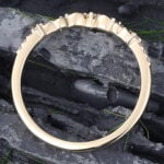 Moissanite & Sapphire Curved Wedding Band Anniversary Band 14K Yellow Gold