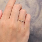 Moissanite & Sapphire Curved Wedding Band Anniversary Band 14K Yellow Gold