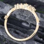 Vintage Sapphire & Aquamarine Curved Wedding Band 14K Yellow Gold