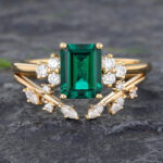Patti Ring Emerald Engagement Ring Set Yellow Gold