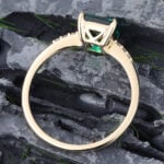 Unique Emerald Engagement Ring Yellow Gold Anniversary Ring For Women
