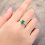 Unique Emerald Engagement Ring Yellow Gold Anniversary Ring For Women