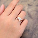 1CT Round Moissanite Bridal Ring Set with Rose Gold Curved Wedding Band