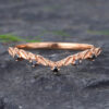 Unique Black Onyx Curved Wedding Band Rose Gold Stacking Ring