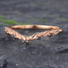 Unique Black Onyx Curved Wedding Band Rose Gold Stacking Ring
