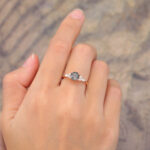 Vintage Black Rutilated Quartz Cluster Engagement Ring Rose Gold