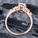 Pear Shaped Moonstone & Diamond Cluster Engagement Ring 14K Rose Gold