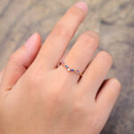 Rose Gold Sapphire & Amethyst Curved Wedding Band