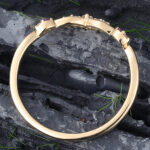 Yellow Gold Diamond and Amethyst Curved Wedding Band